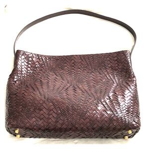 Dark Brown Woven Monsac Handbag